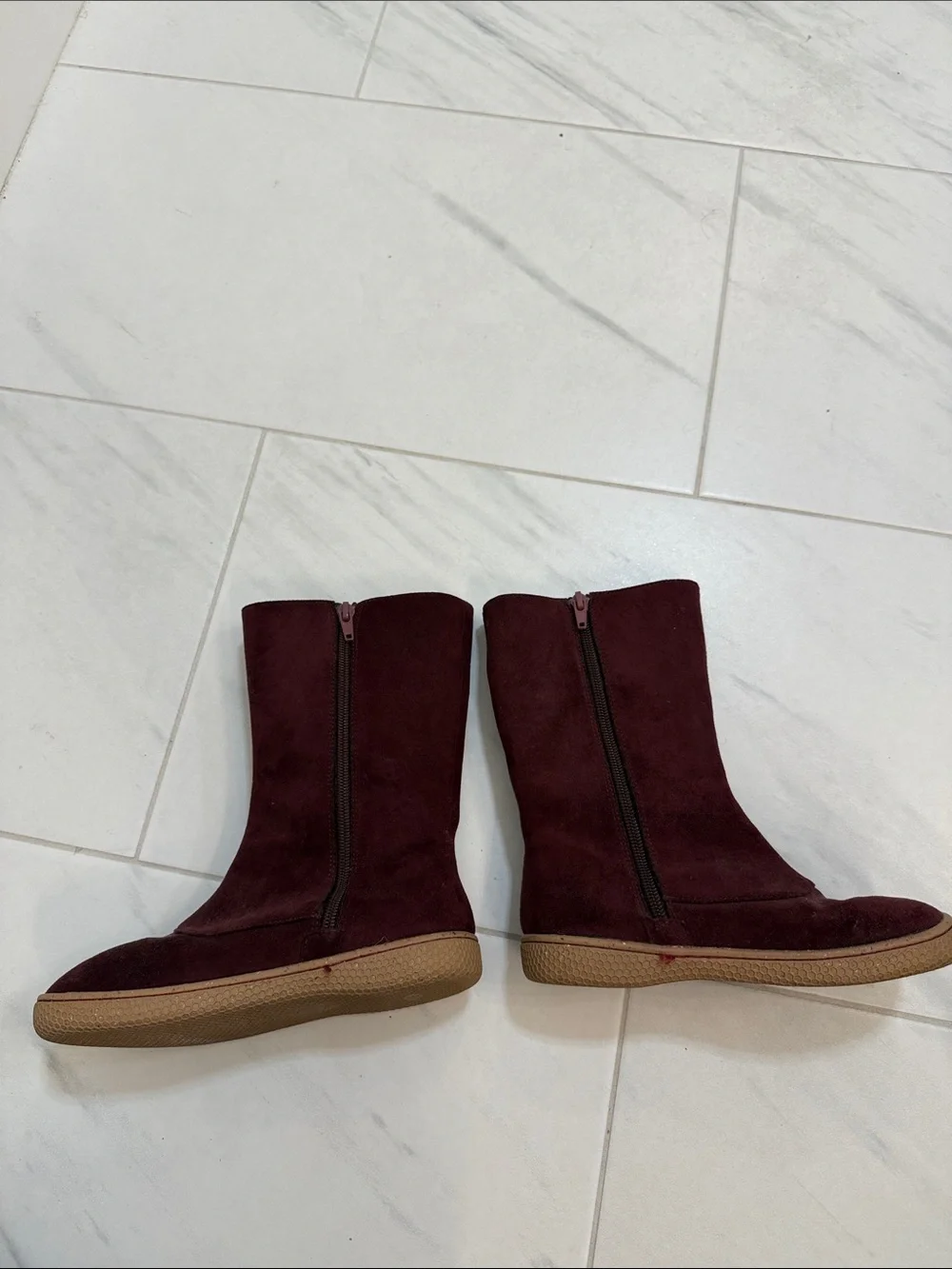 Livie & Luca Burgundy Suede Bow-Accent Kids Boots